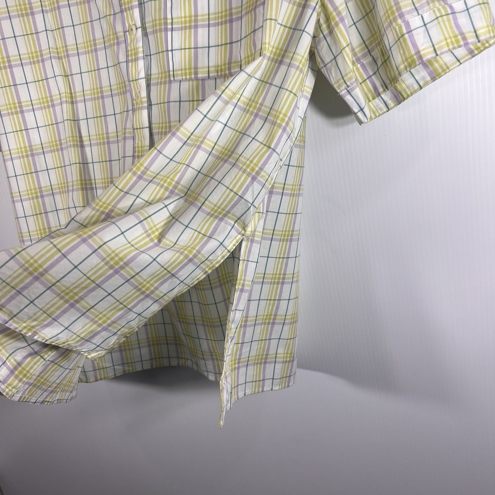 Anthropologie Oversized Boyfriend Pajama Top Sz M Plaid‎  Cotton Short Sleeve PJ - Picture 3 of 10